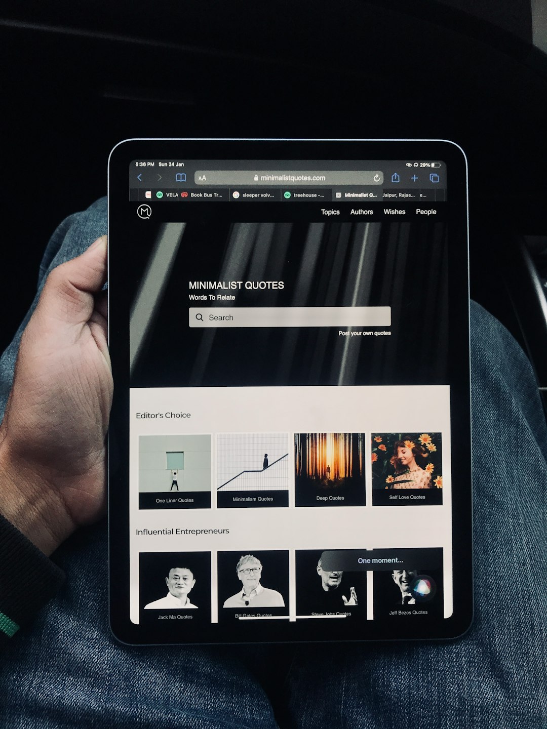 Tablet in a car.